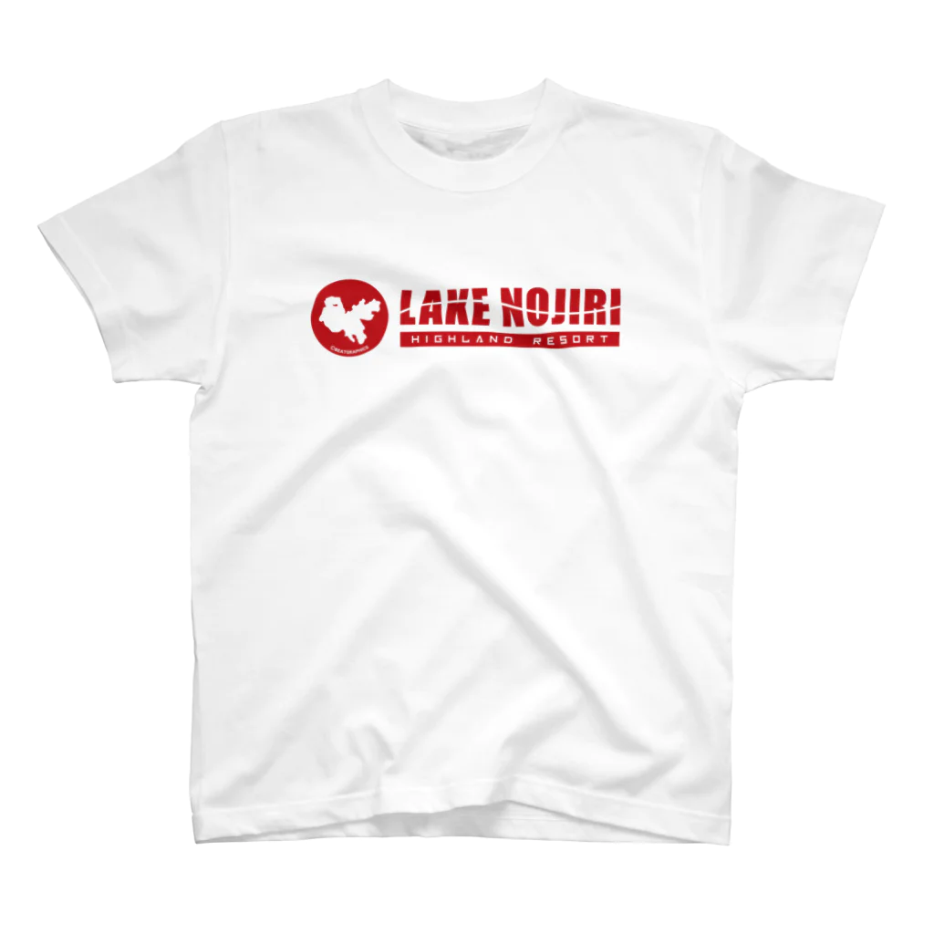 アングラーズデザイン BEATGRAPHICSのLAKE NOJIRI Tシャツ（赤ロゴ） Regular Fit T-Shirt