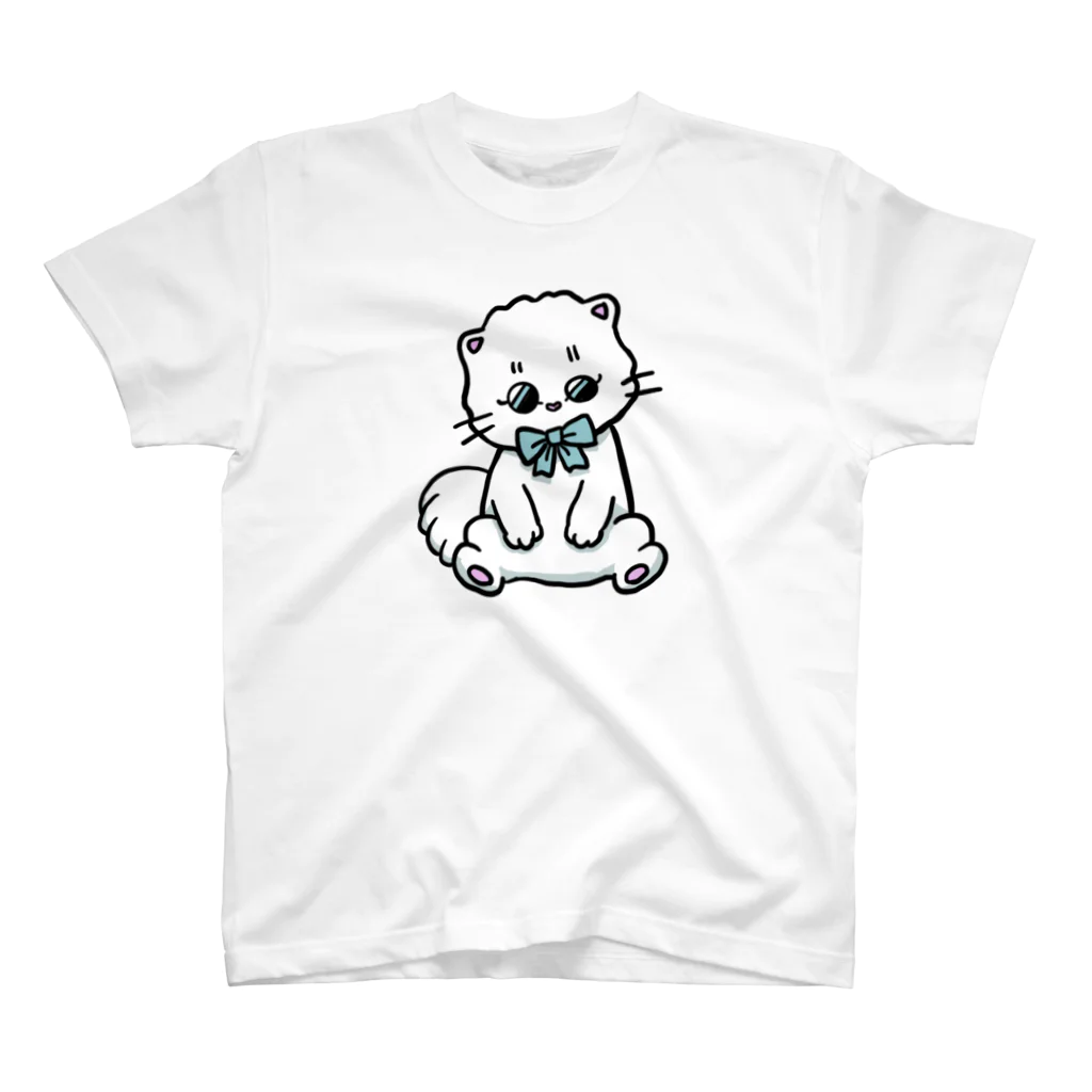 お砂糖と白い猫　creamy catのおすわりメルちゃん Regular Fit T-Shirt