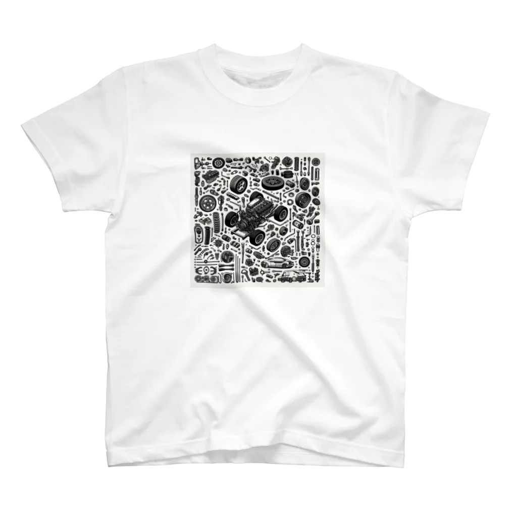 AIモノクロデザインの車部品 Regular Fit T-Shirt