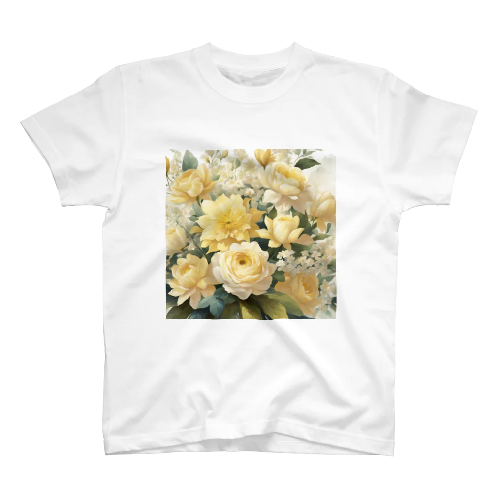 okierazaのペールイエローテーマの花束 スタンダードTシャツ