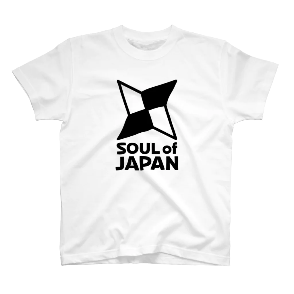 QUQU_WORKSのソウルオブジャパン 折り紙の手裏剣デザイン 大和魂 日本 ブラック Regular Fit T-Shirt