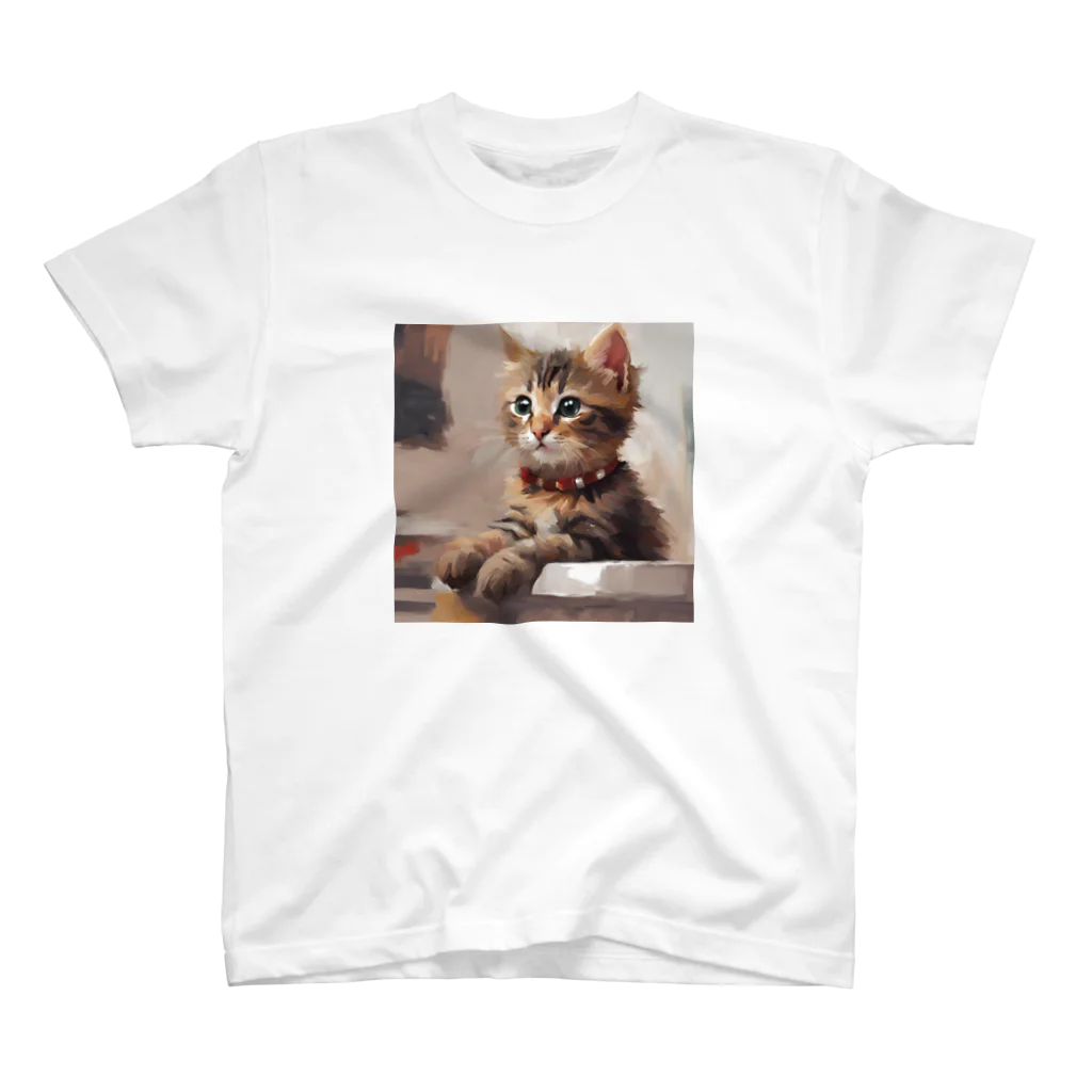 chonenの猫の絵画風イラストグッズ Regular Fit T-Shirt