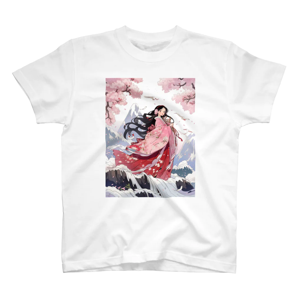 AQUAMETAVERSEの富士山と桜の花とかぐや姫　Tomoe bb 2712 スタンダードTシャツ