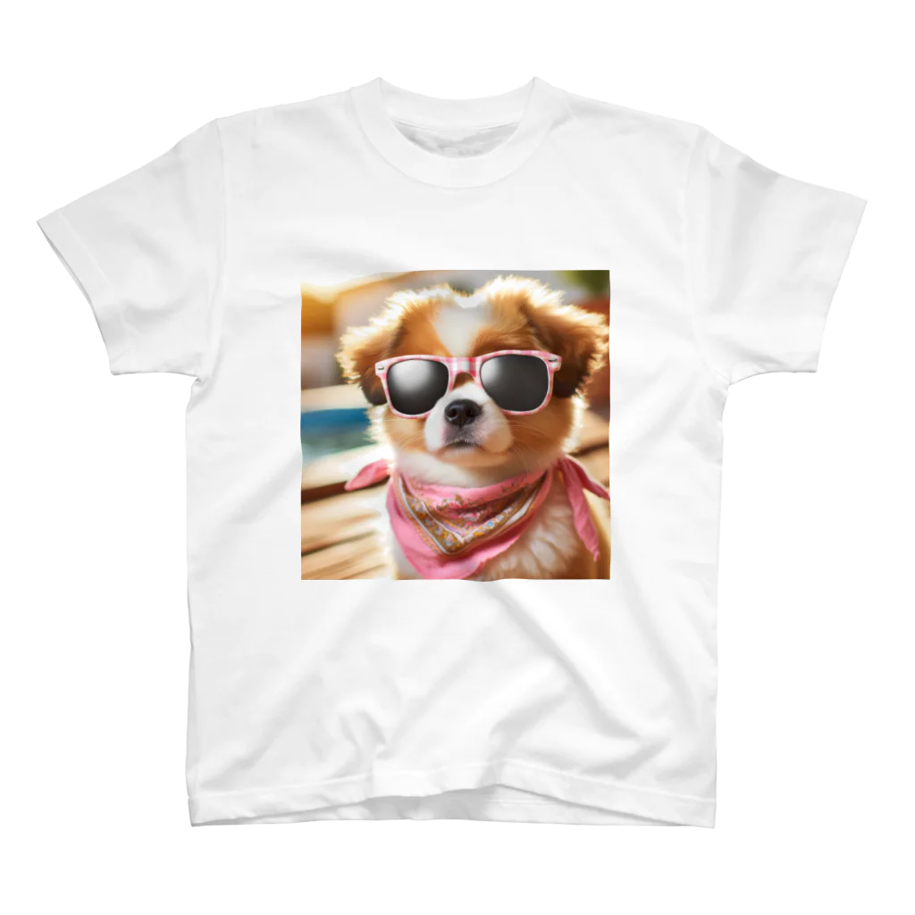 AQUAMETAVERSEのサングラスをかけた、かわいい犬 Marsa 106 Regular Fit T-Shirt