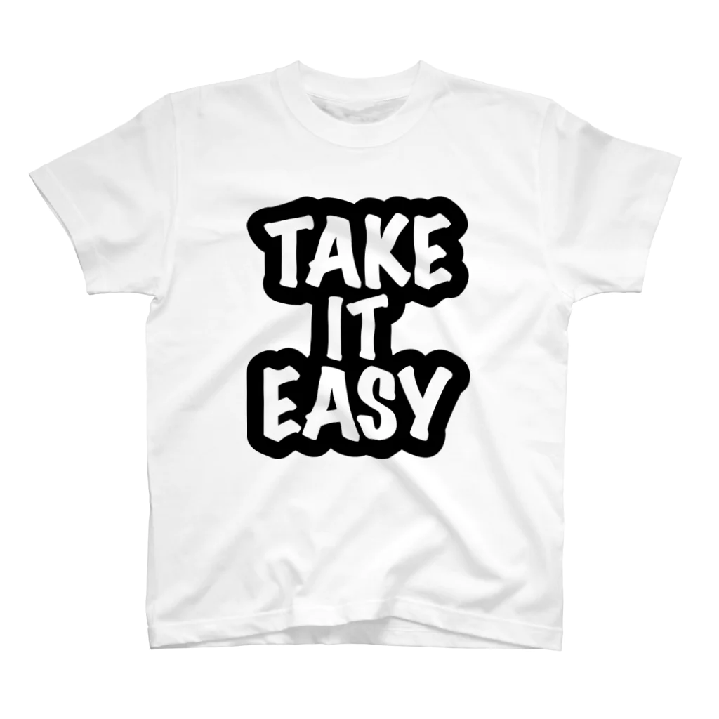 QUQU_WORKSのテイクイットイージー Take It Easy ブラック Regular Fit T-Shirt