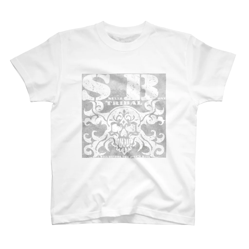 Ａ’ｚｗｏｒｋＳのSKULL&BONE TRIBAL GRUNGE WHT ON CONCRETE スタンダードTシャツ