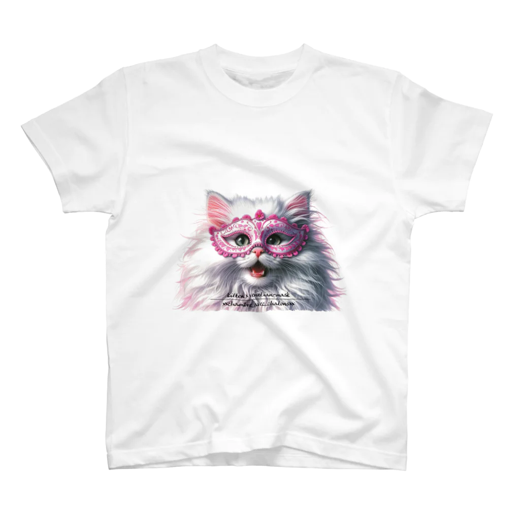 KVM｜kitten ＊ venetian-maskの仮面のチンチラペルシャ (透過/面孔) スタンダードTシャツ