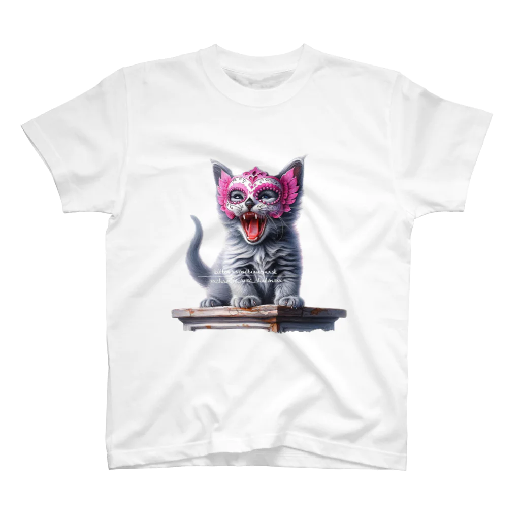 kitten ＊ venetian-mask｜KVMの仮面のロシアンブルー (透過/咆哮) ② Regular Fit T-Shirt