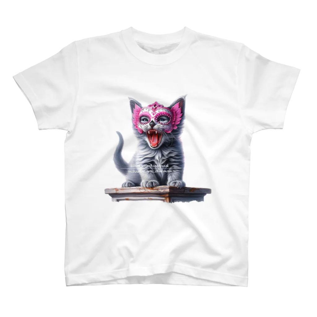 kitten ＊ venetian-mask｜KVMの仮面のロシアンブルー (透過/咆哮) ② スタンダードTシャツ