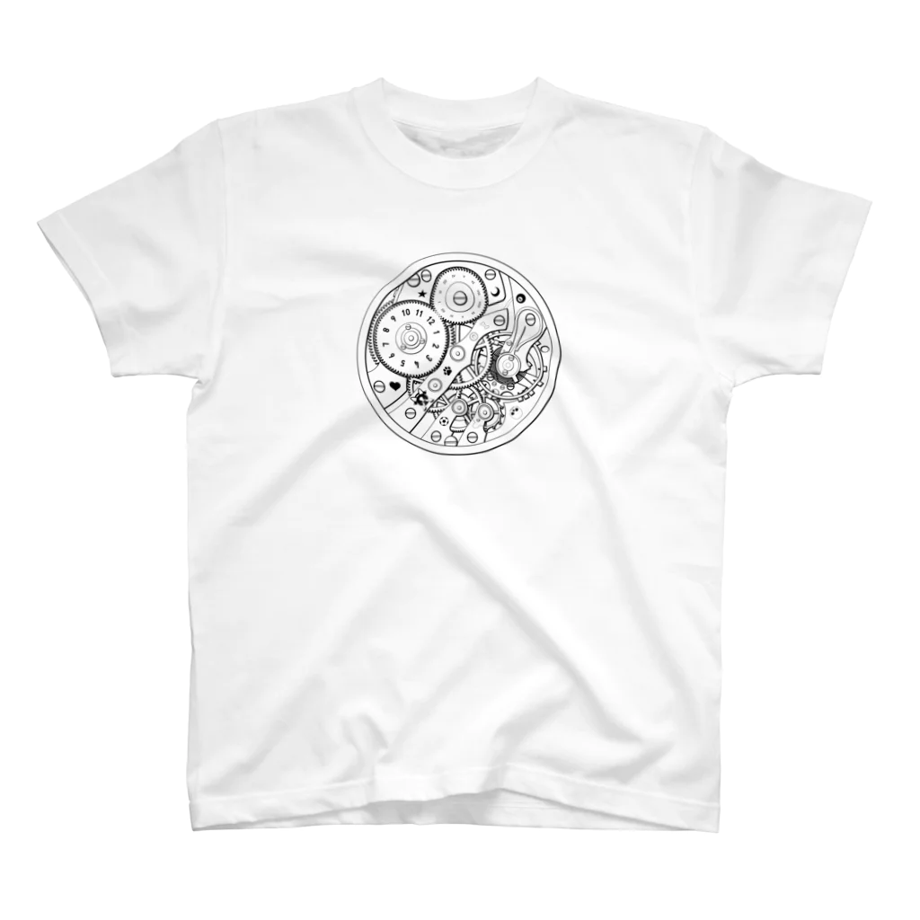 コチ(ボストンテリア)の時計仕掛けの(白黒) Regular Fit T-Shirt