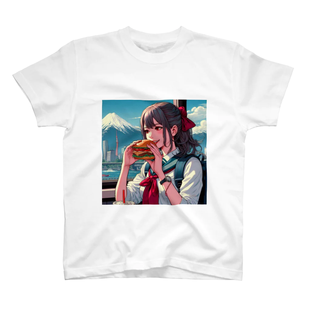 Sawadadaのハンバーガーと女子高生 Regular Fit T-Shirt