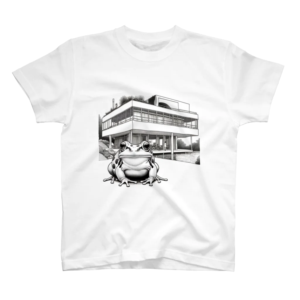 archifrogのサヴォア邸風の建築物に佇むカエル Regular Fit T-Shirt