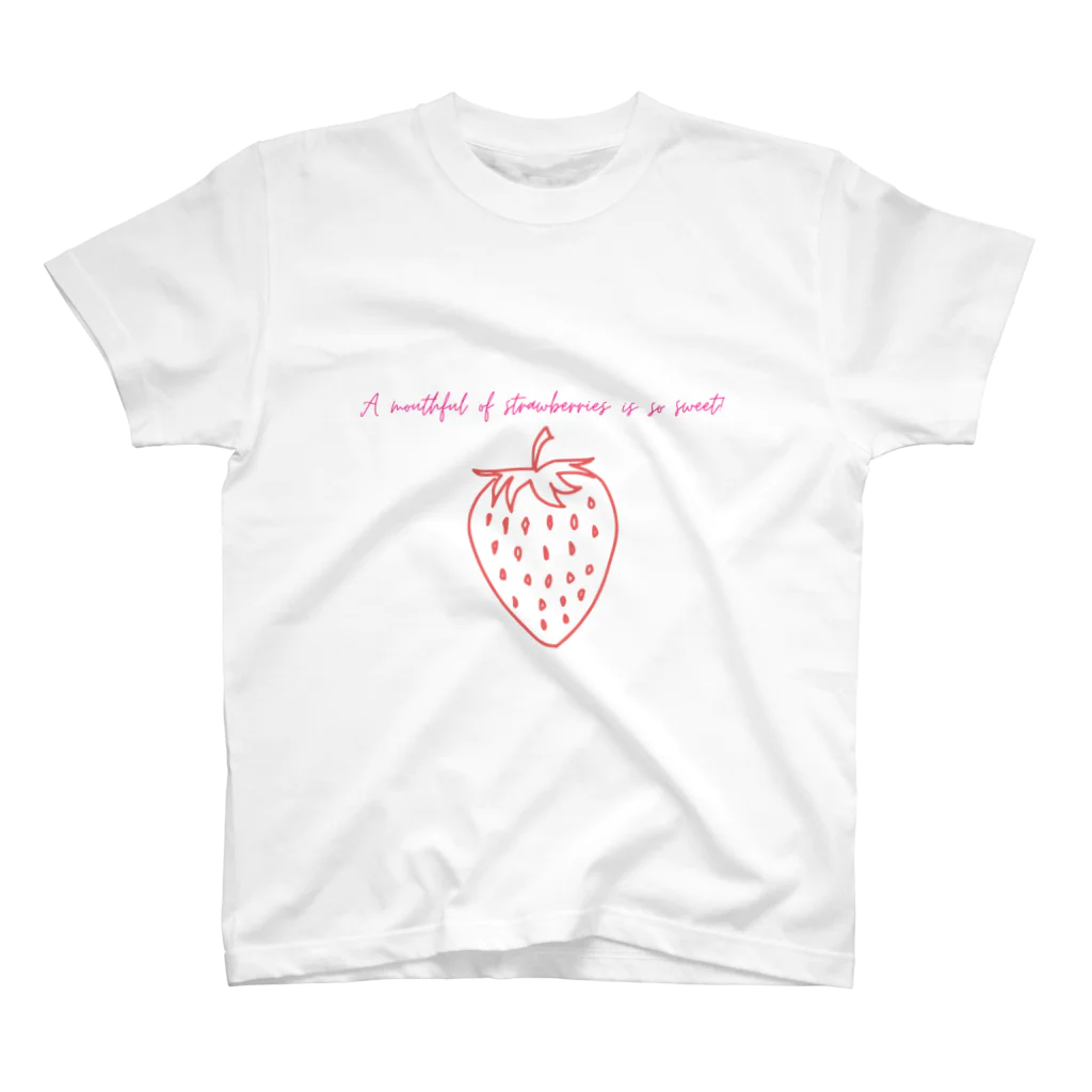 納豆ごはんのA mouthful of strawberries is so sweet! スタンダードTシャツ