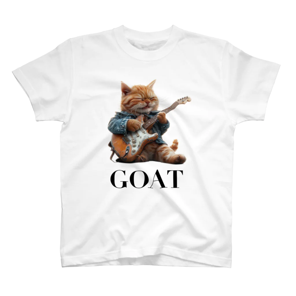 G.O.A.T.designのギターを弾く愛らしい猫 スタンダードTシャツ