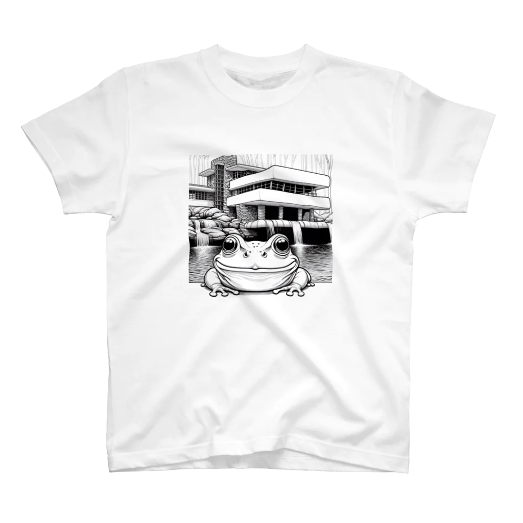 archifrogの落水荘風の建築物に佇むカエル Regular Fit T-Shirt