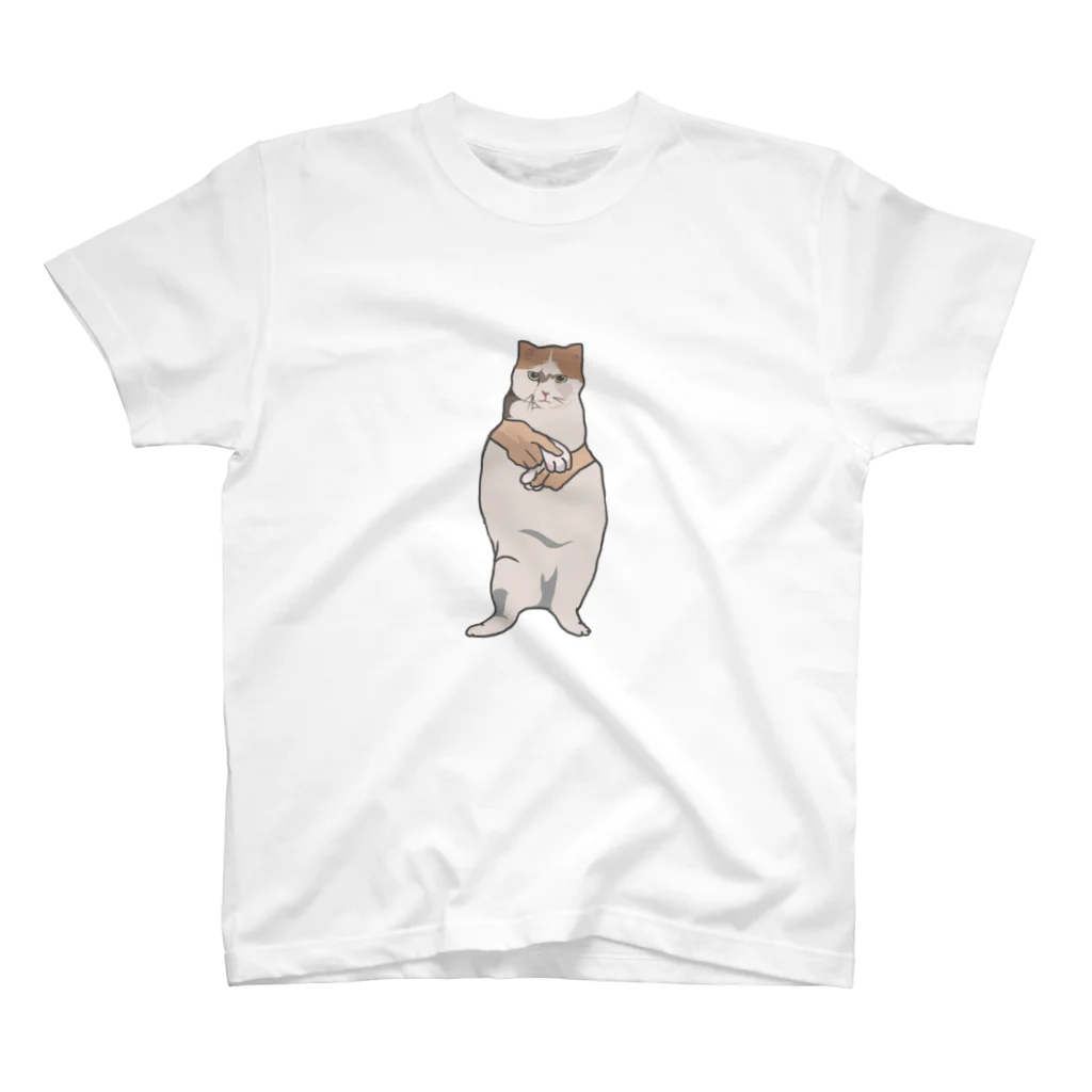 手書きイラストで猫ミームのスリスリ踊る猫 スタンダードTシャツ