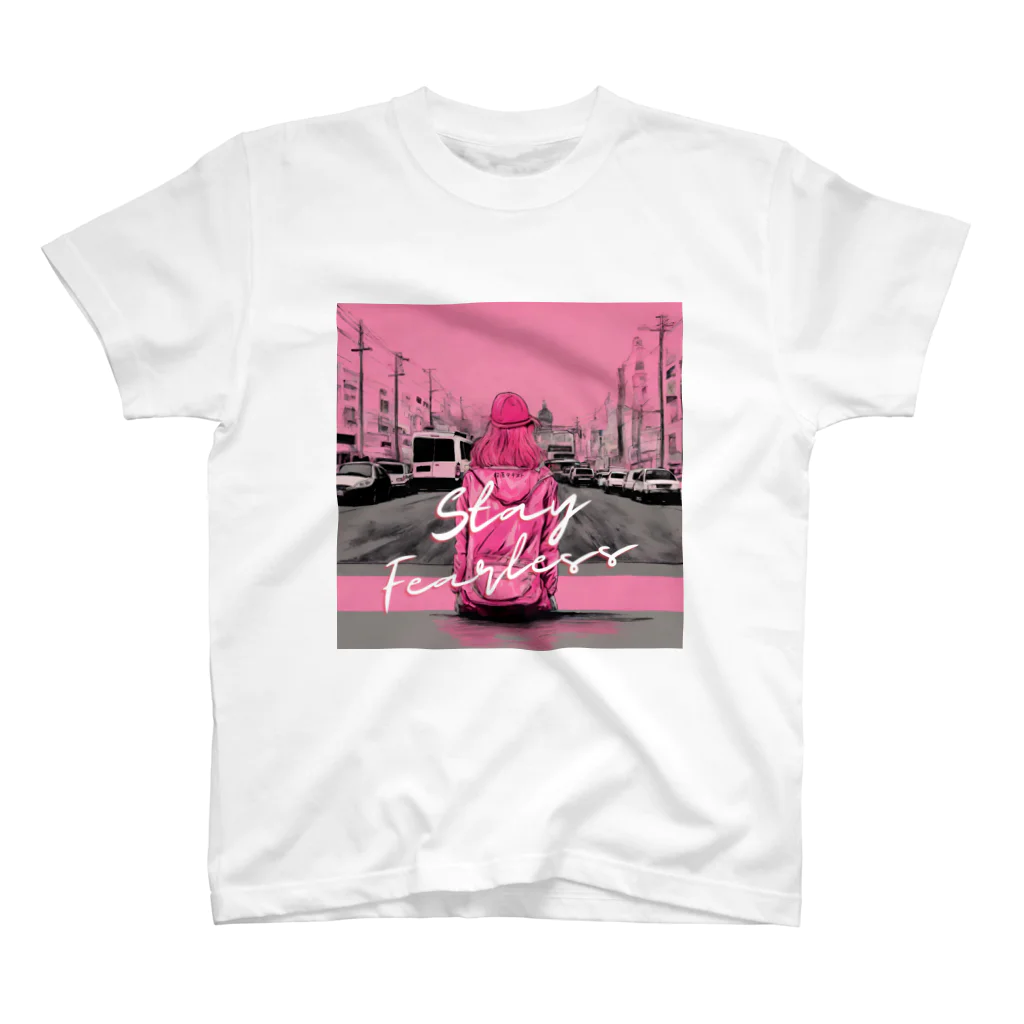 L（エル）のピンクアートの女の子 スタンダードTシャツ