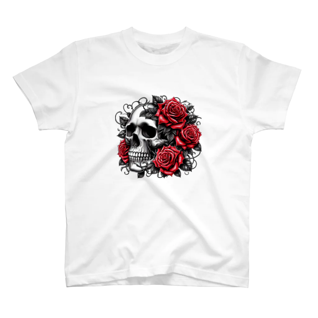 heart-sの薔薇と髑髏 Regular Fit T-Shirt