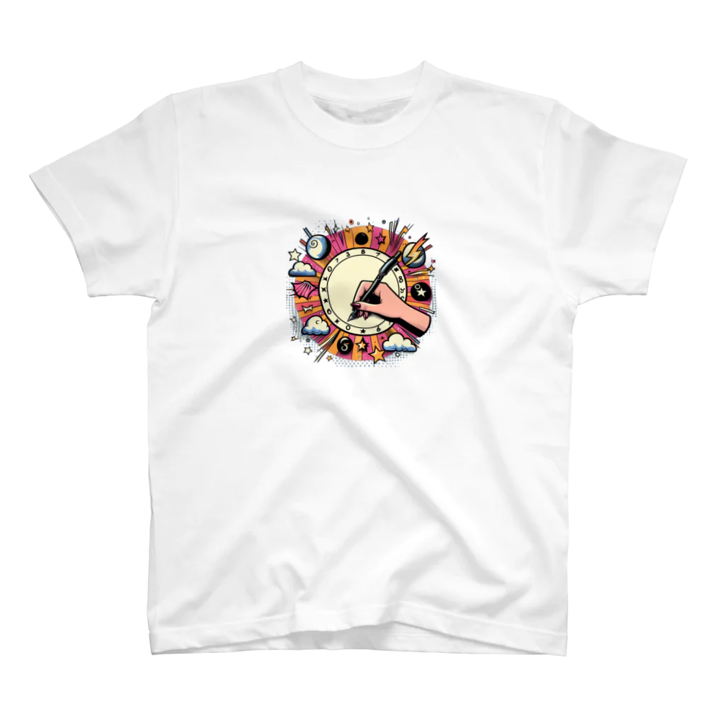 momonekokoのキャンバスに絵を描く女性 Regular Fit T-Shirt