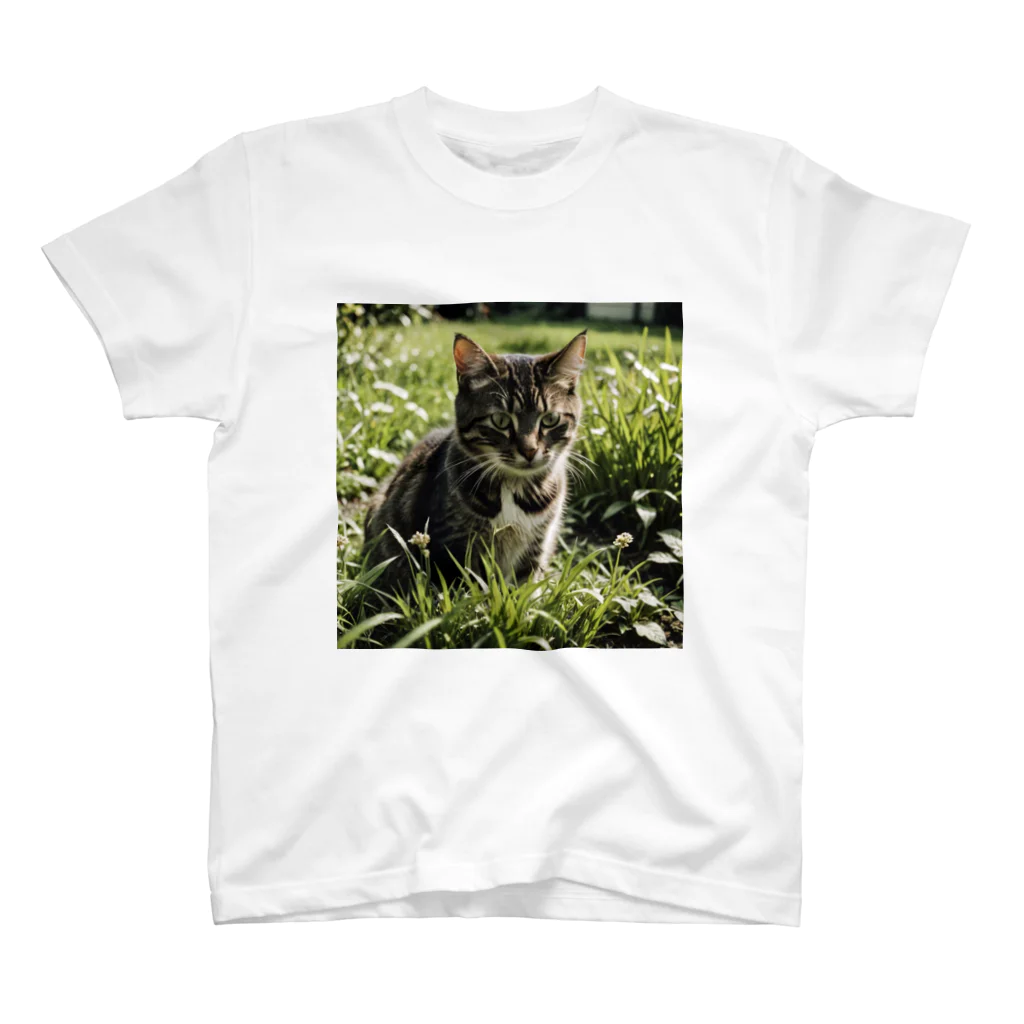 安達聖也の草むらの猫 Regular Fit T-Shirt