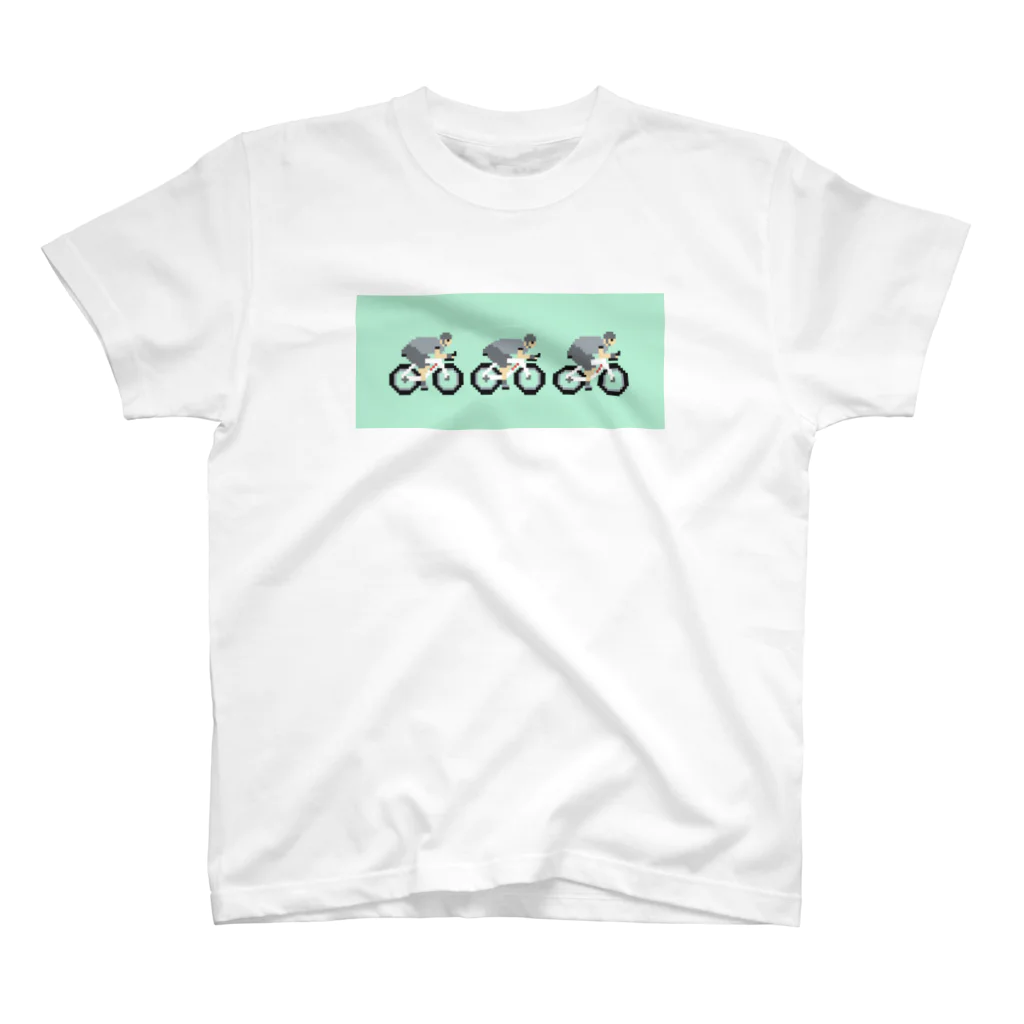 のりものドット絵Tシャツの三人ride（バック緑） スタンダードTシャツ