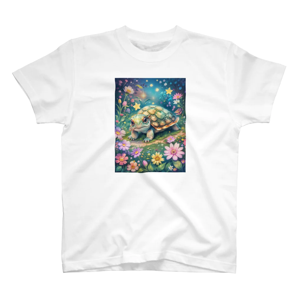 モノモノクローゼットの花とカメ スタンダードTシャツ