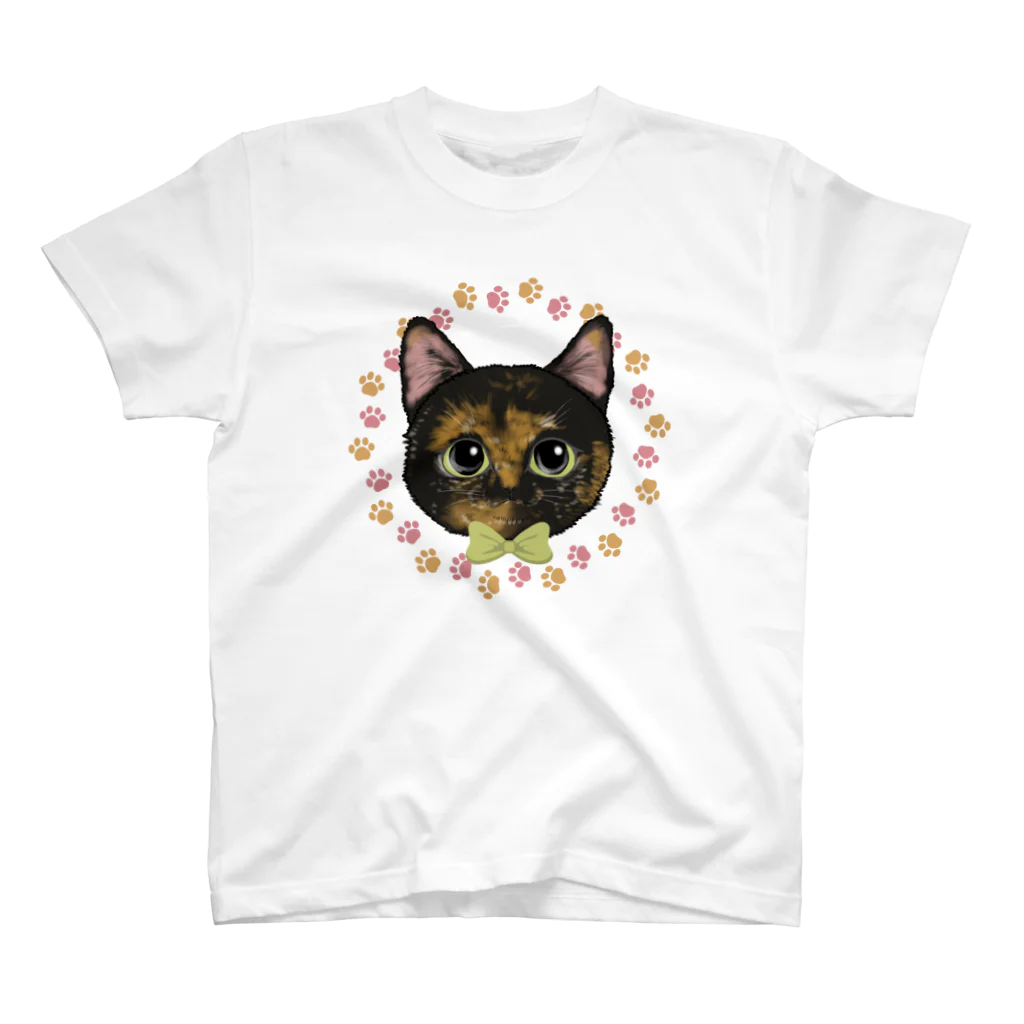 猫舌屋のサビ猫のタビさん（足跡ふちどり） スタンダードTシャツ