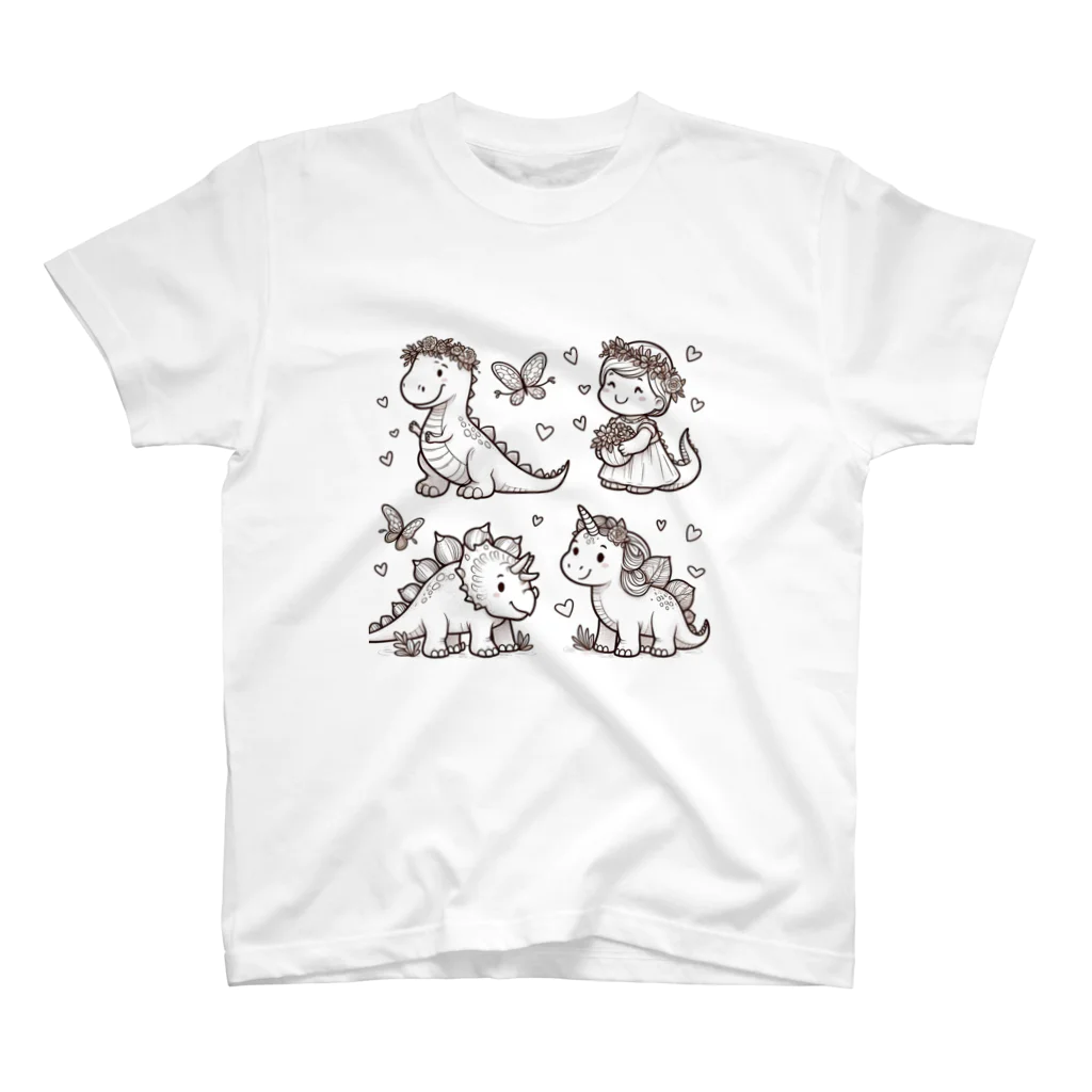 リトルスタイルズ　パパママ&子ども服の仲良し恐竜 スタンダードTシャツ