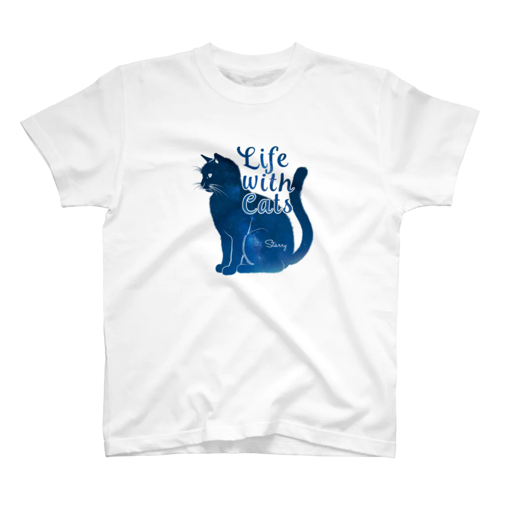 【予告】第２弾！#SUZURIのTシャツセール開催！！！★kg_shopのLife with Cats - Starry - スタンダードTシャツ