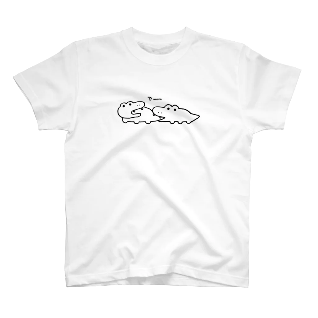 類のワニのけんか(線画) スタンダードTシャツ