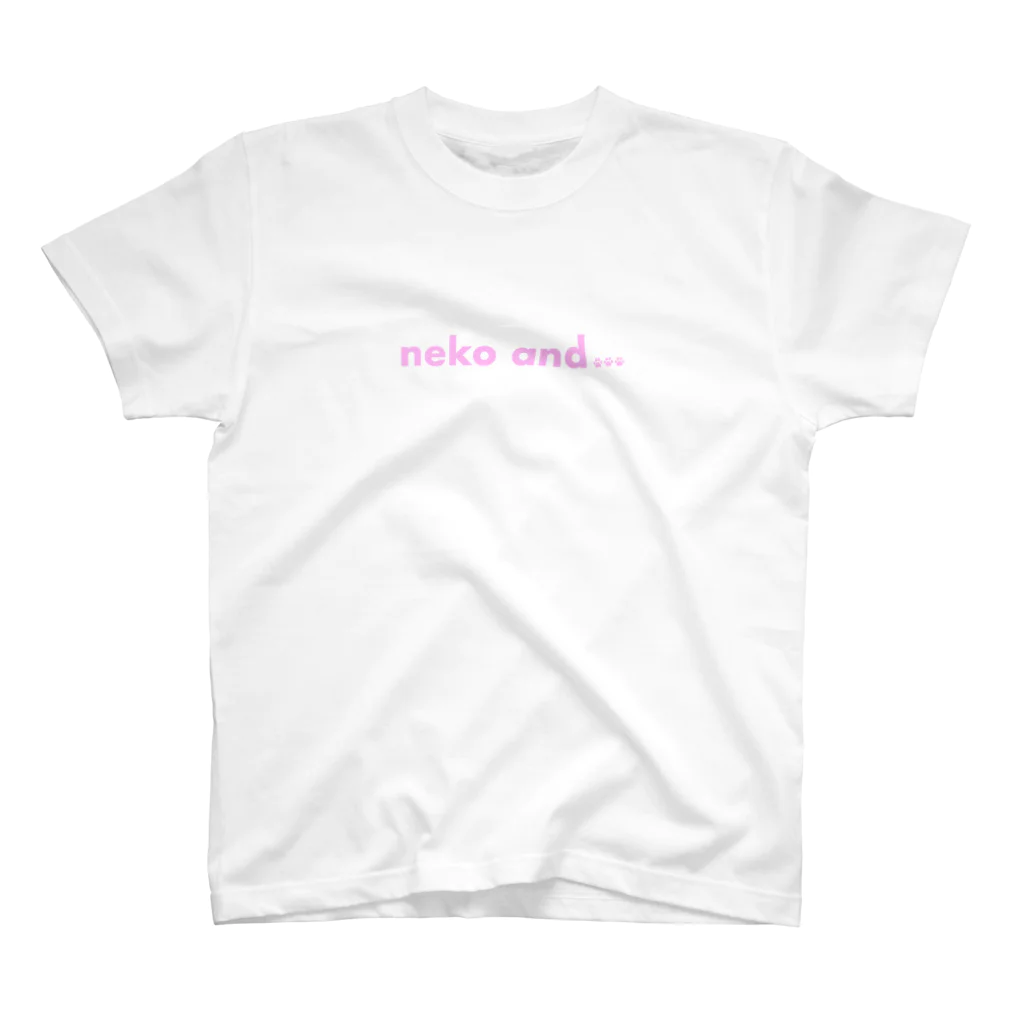 cotty,cotty!のneko and ...ロゴ(ピンク) スタンダードTシャツ