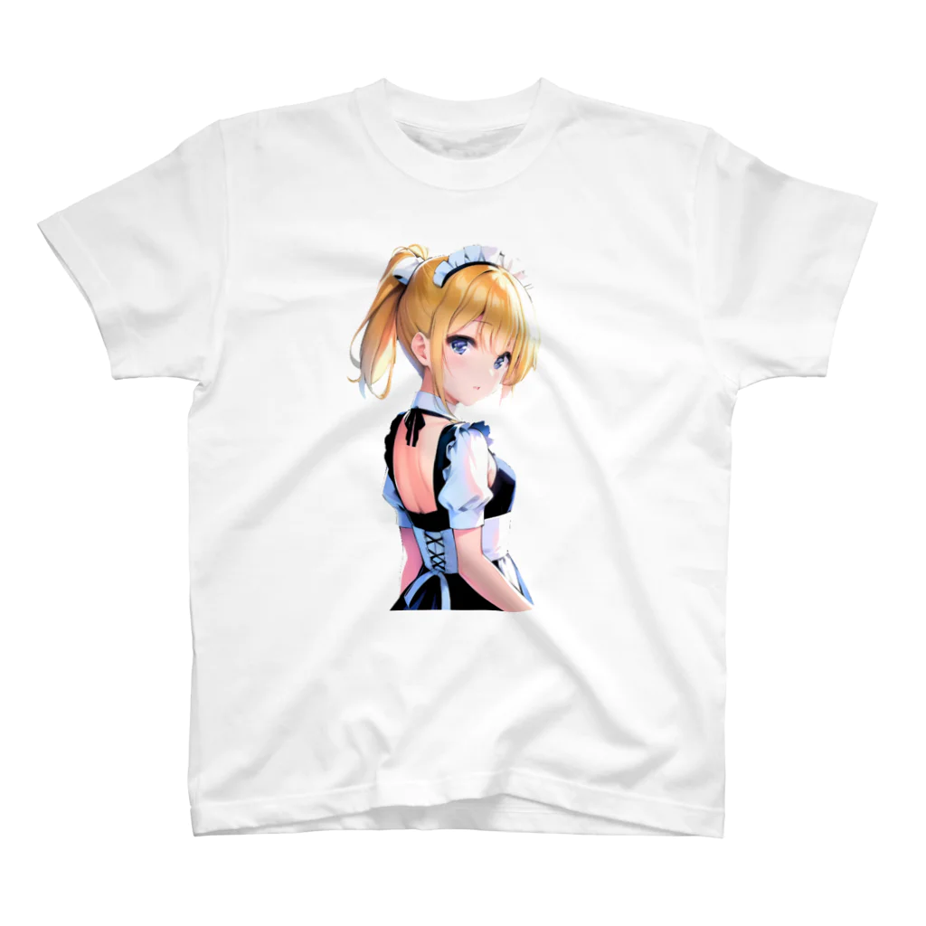 agomamushiの見返り金髪ポニテメイドさん スタンダードTシャツ