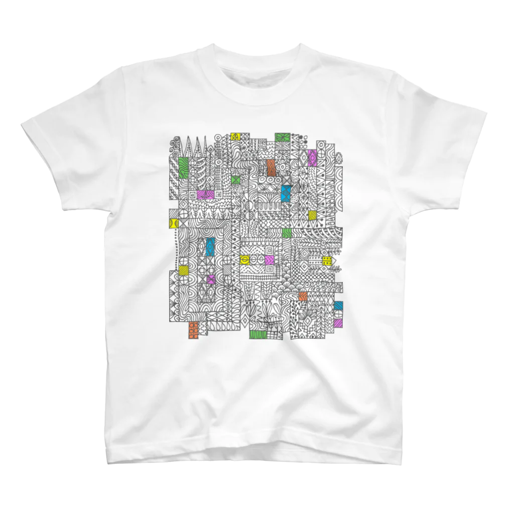 TSUTOMUiDaのTSUTOMUiDa_drawing41_BLOCKS Regular Fit T-Shirt