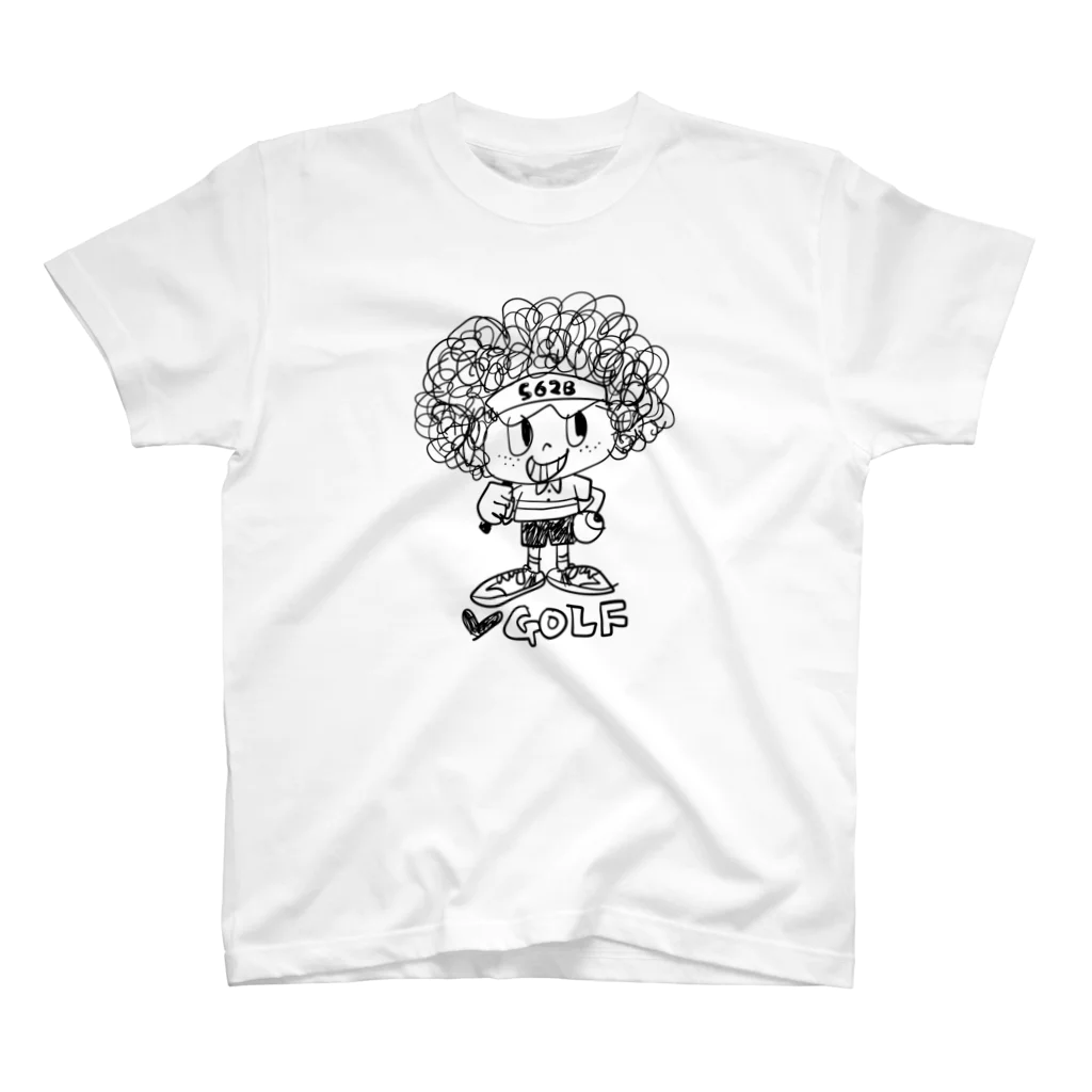 ゴルフバカイラストレーター野村タケオのNOM SHOPのもじゃ男くん　モノクロ Regular Fit T-Shirt