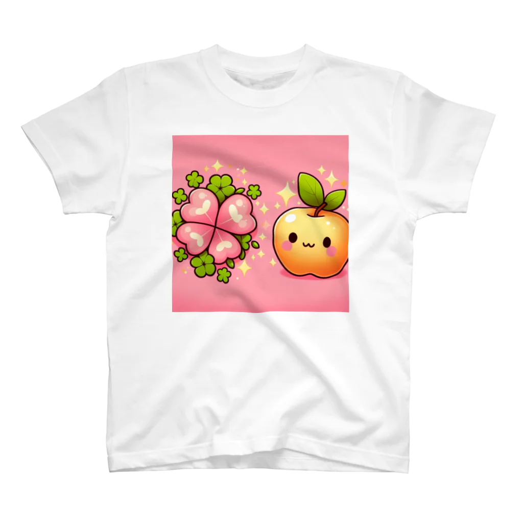 金運上昇金のリンゴの恋愛運アップの金のリンゴとピンクのクローバー Regular Fit T-Shirt