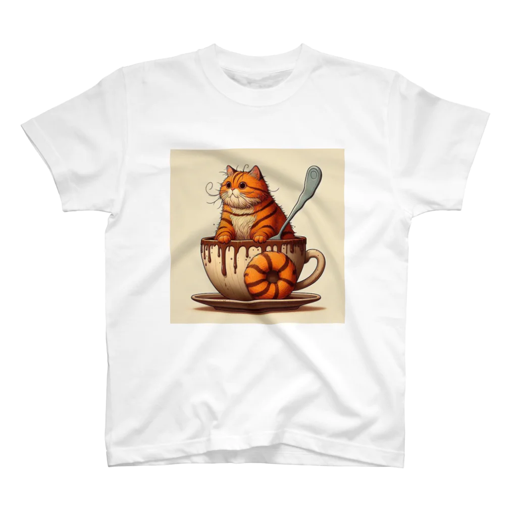 カフェイン中毒のカフェイン猫2 スタンダードTシャツ