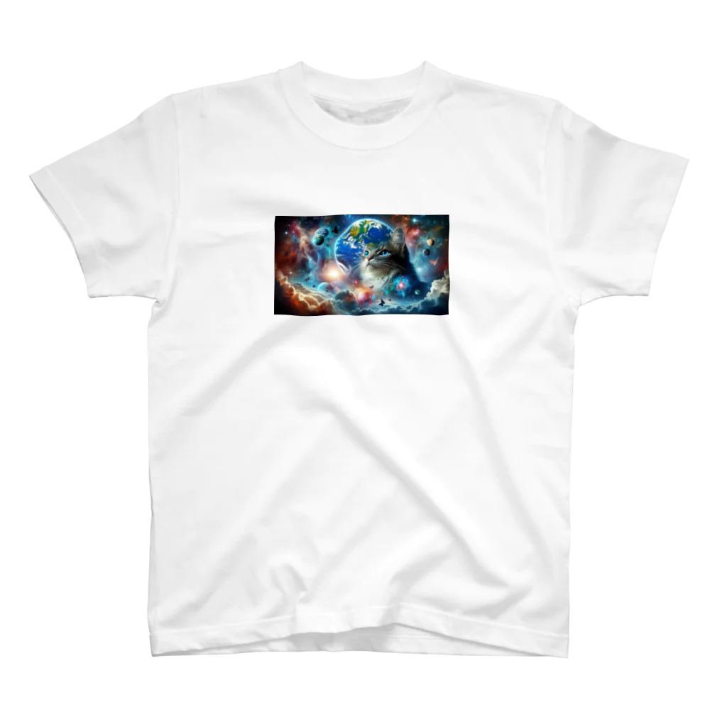 space catの宇宙と一体化猫 スタンダードTシャツ