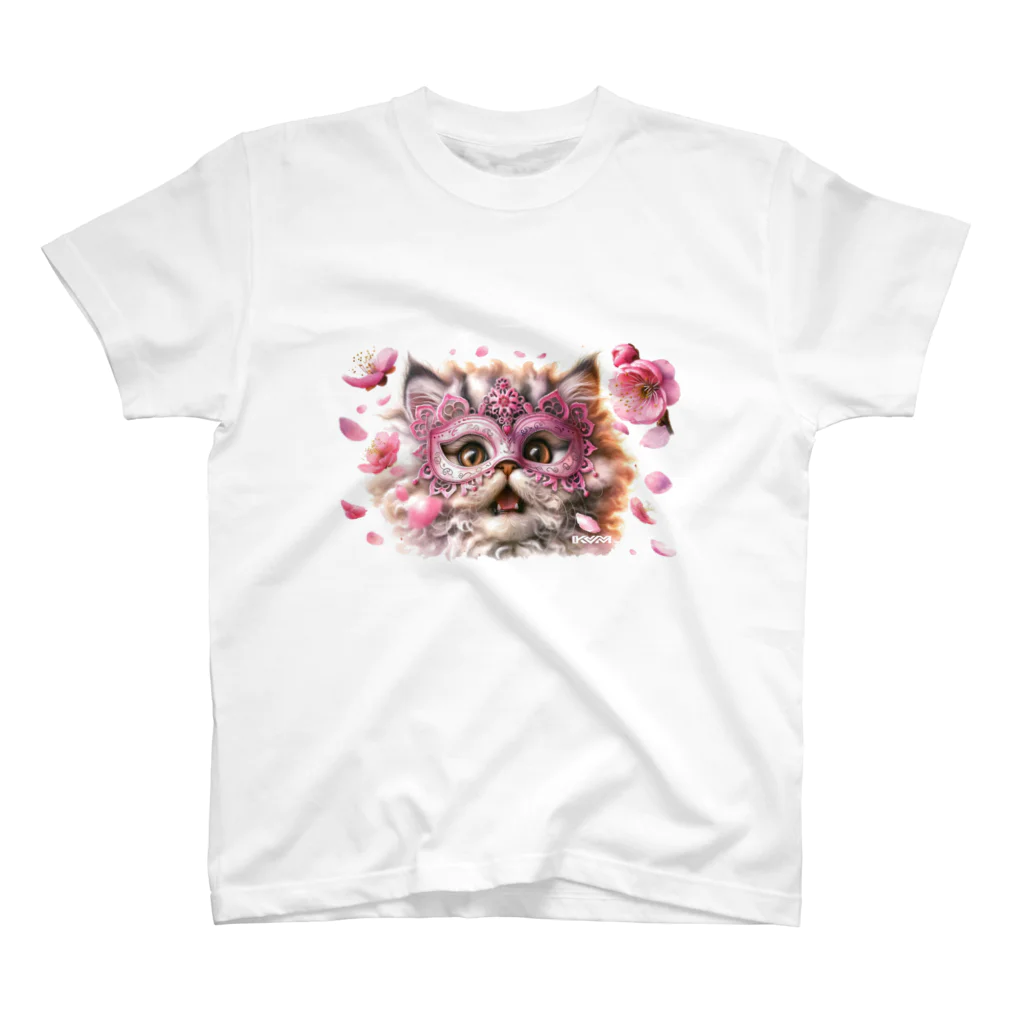 KVM｜kitten ＊ venetian-maskの仮面のセルカークレックス｜桜 ① スタンダードTシャツ