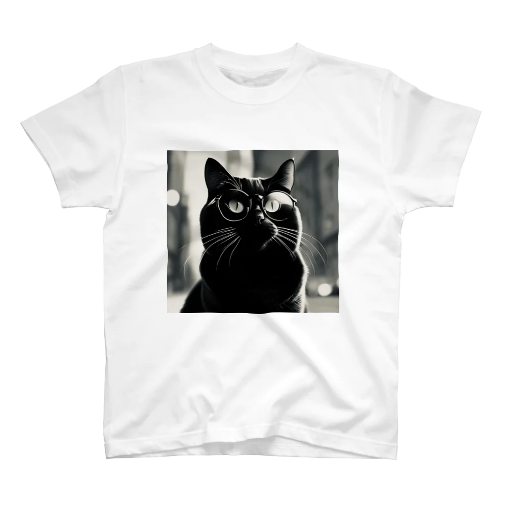 mknの貫禄のあるくろ猫 Regular Fit T-Shirt