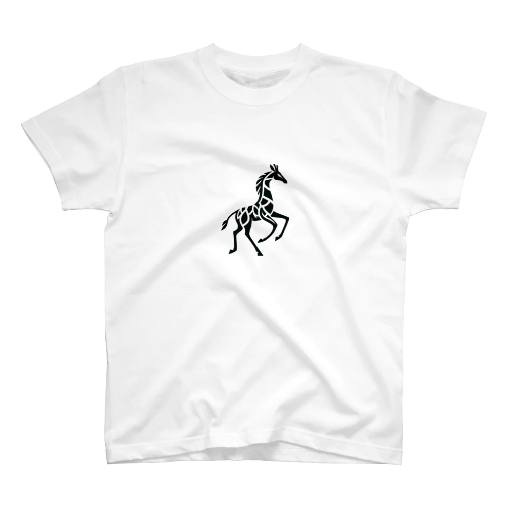 万事屋の新感覚デザインの黒白キリン スタンダードTシャツ