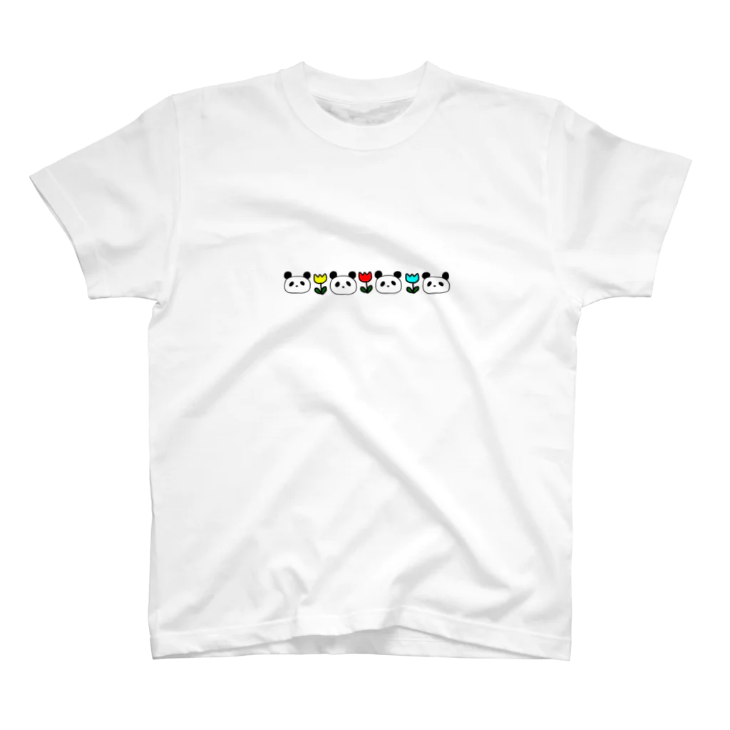 ララらら子のパンダとチューリップ スタンダードTシャツ