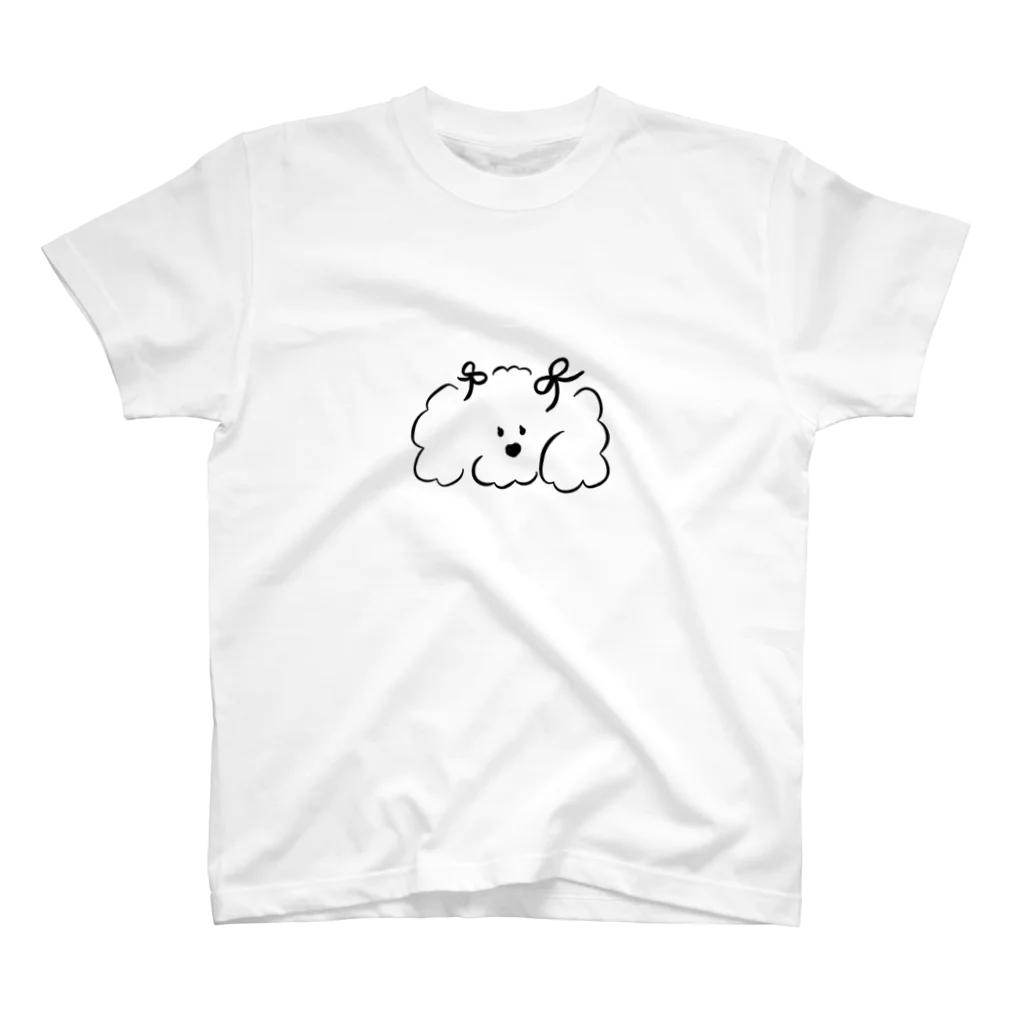 musubiのふわふわの白い犬/リボン Regular Fit T-Shirt