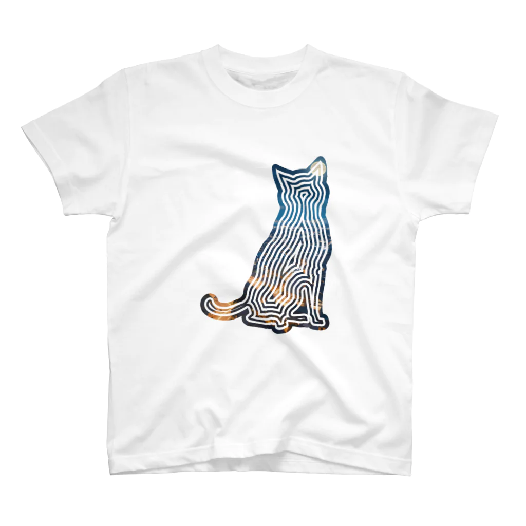 Kamoの風景_夜景と猫001 スタンダードTシャツ