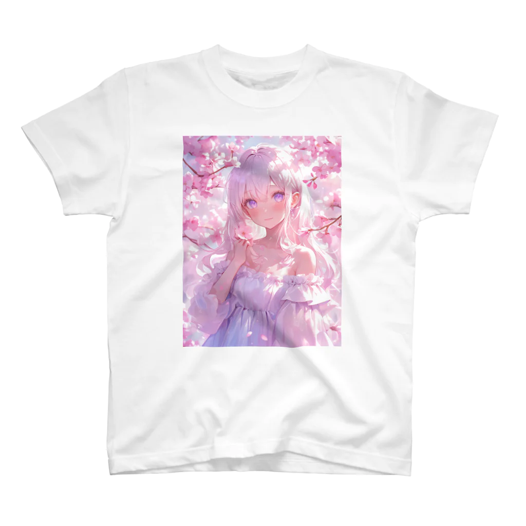 AQUAMETAVERSEの桜の下の少女幸せいっぱい　なでしこ1478 スタンダードTシャツ