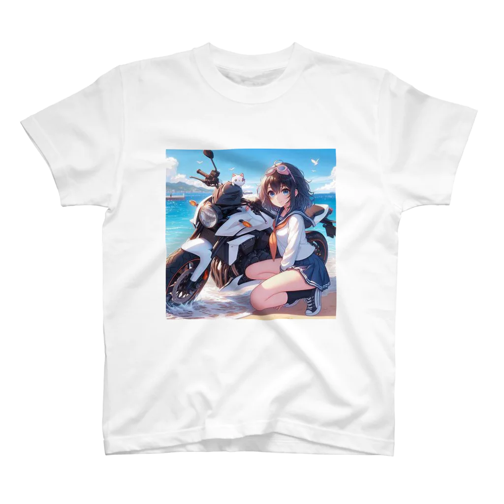 「ワンダーワールド」のバイクと女の子❣️ スタンダードTシャツ