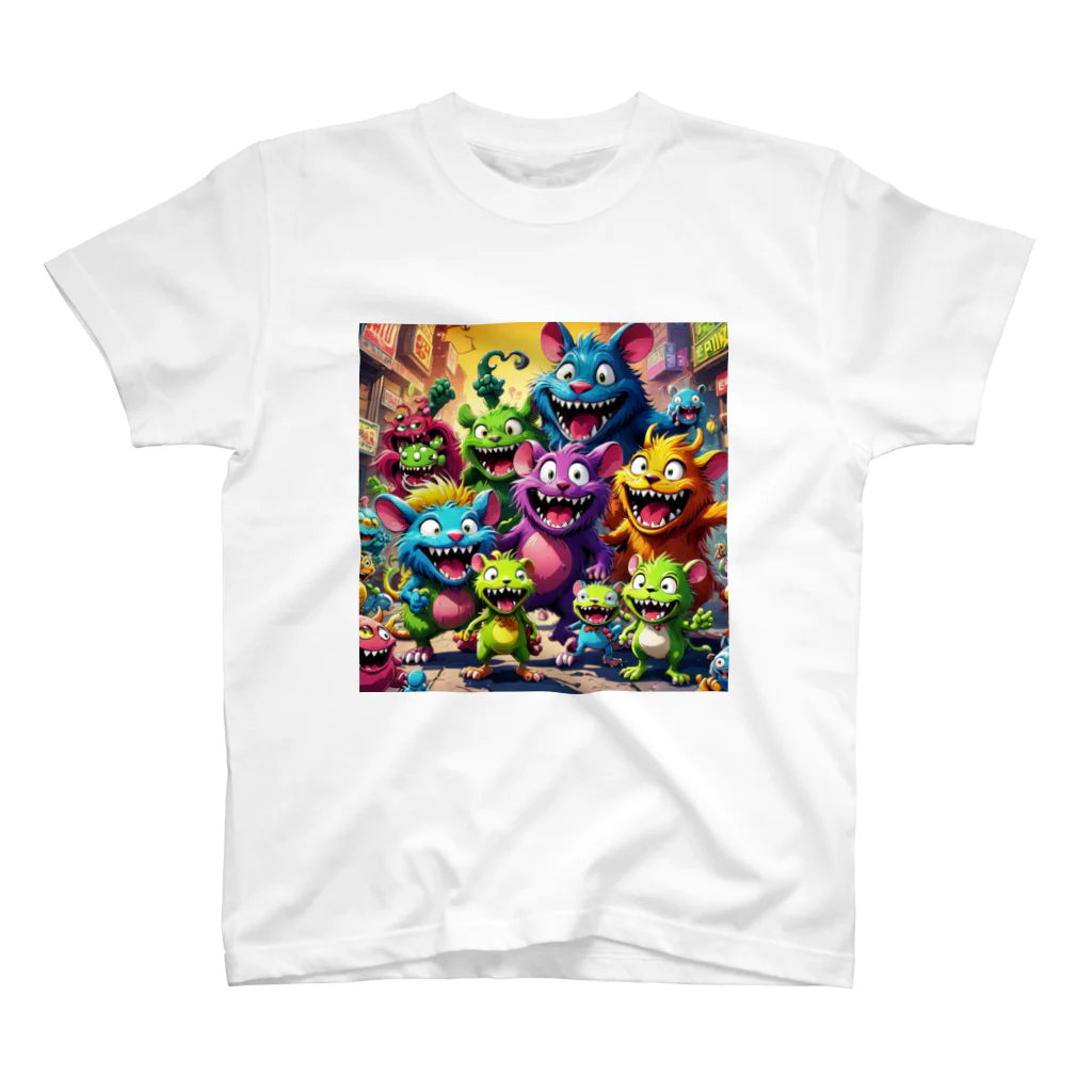 LEAD !のモンスターの親子が笑顔で楽しそうに遊んでいる風景 スタンダードTシャツ