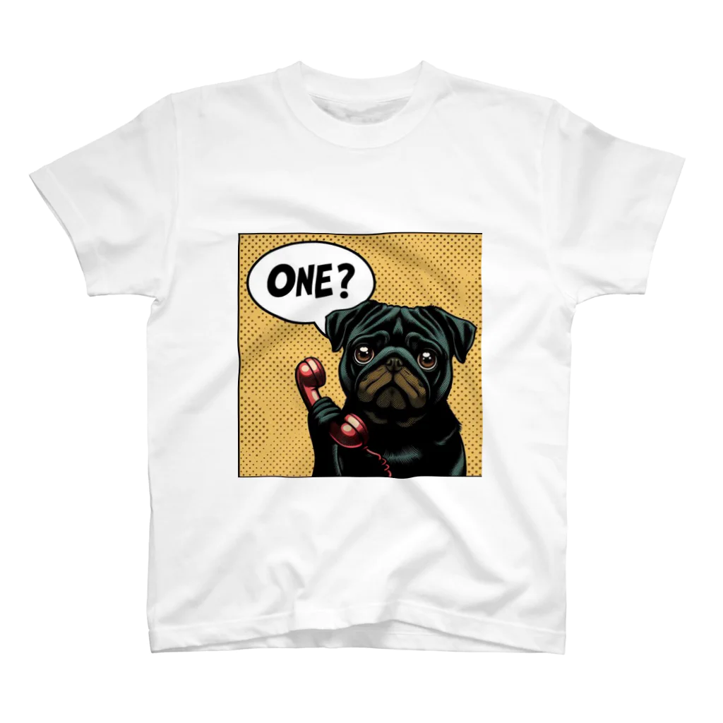 黒パグ🖤Black Pug laboratory🖤のONE? Pug series スタンダードTシャツ