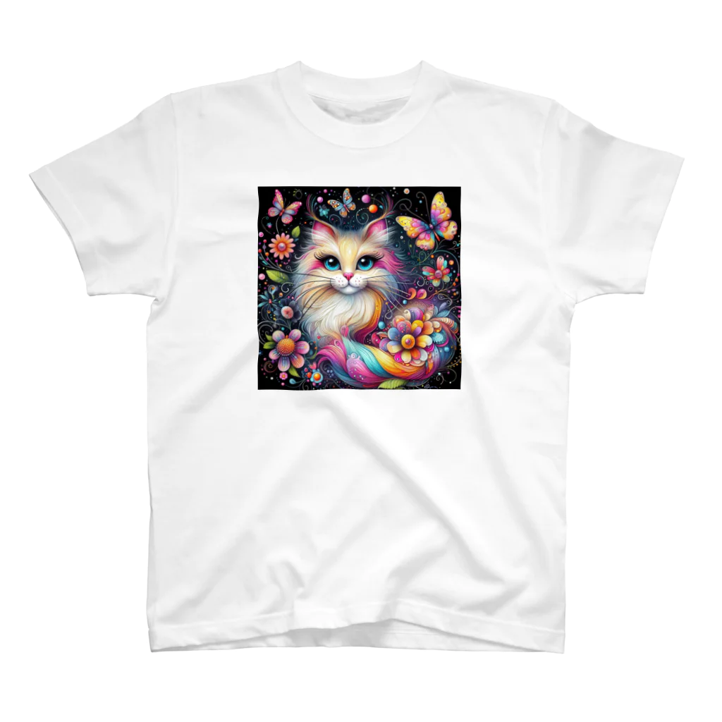 momoart8888のカラフル猫😸💐 スタンダードTシャツ