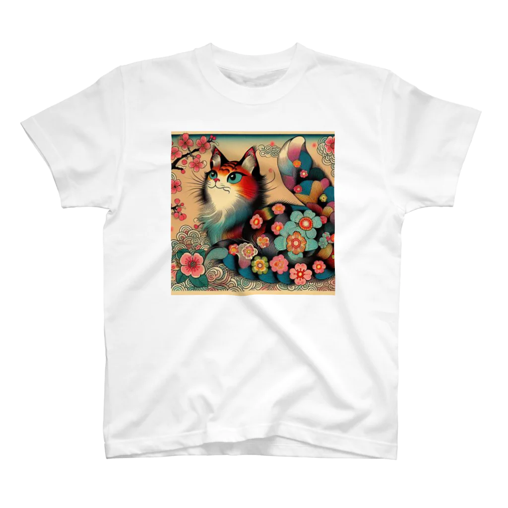 chaochao0701の浮世絵風　カラフル猫「Ukiyo-e-style Colorful Cat」「浮世绘风格的多彩猫」 スタンダードTシャツ