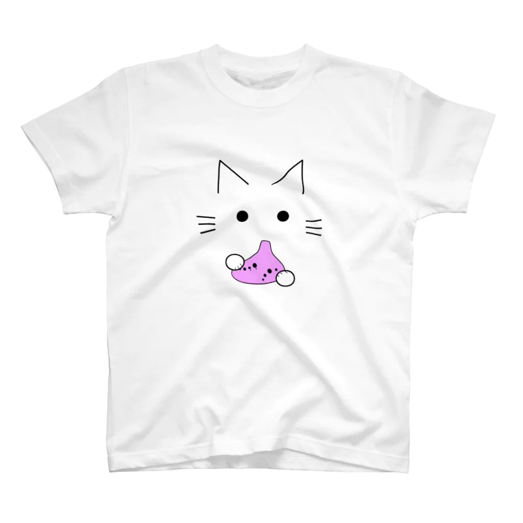 兎猫庵のオカリナ猫(ピンク) スタンダードTシャツ